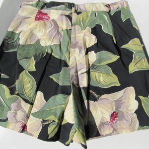 Sharon Endick Flat Front High Waist Floral Shorts Pockets, S (see measurements)